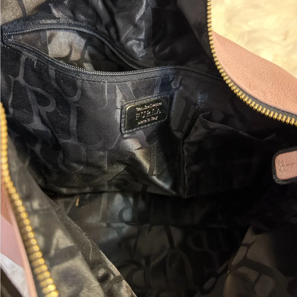 Furla pebbled leather Pink and Brown Women's Bag